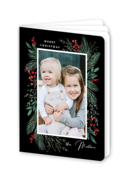 This is a midnight holiday booklette cards with standard by Amy Kross called cedar lane printing on signature80 in booklette