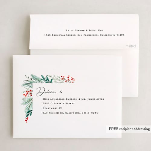 This is a midnight holiday booklette cards with standard by Amy Kross called cedar lane printing on signature80 in booklette