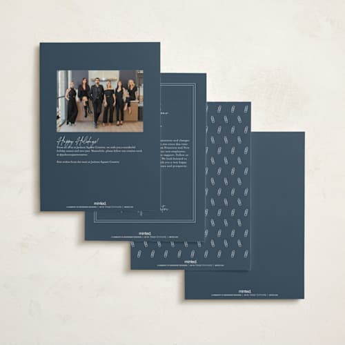 This is a wintermint business holiday cards with foil pressed by Amy Payne called joy note printing on signature in standard
