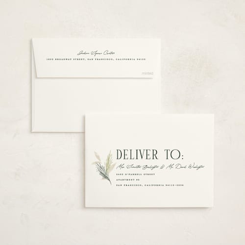 This is a greenery business holiday cards with foil pressed by Erin L. Wilson called flora printing on signature in standard