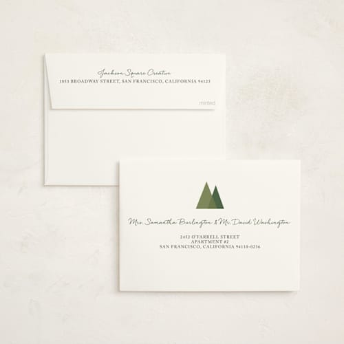 This is a fir business holiday cards with foil pressed by Roopali called shimmering christmas trees printing on signature in standard