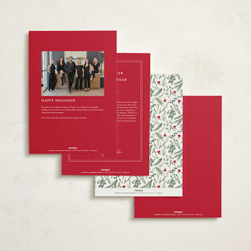 This is a candy cane business holiday cards with foil pressed by Susan Moyal called peace on earth printing on signature in standard