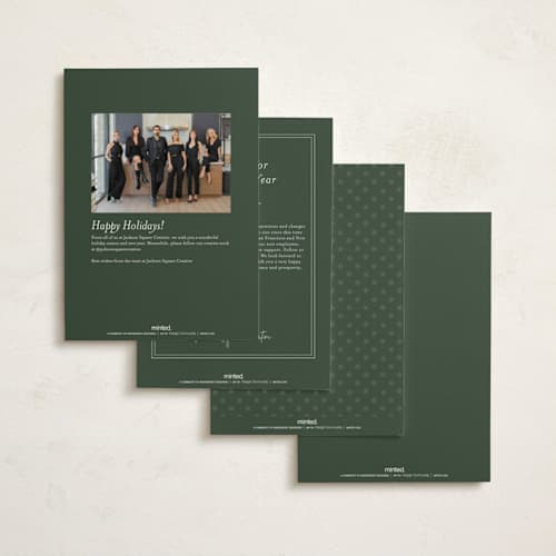 This is a forest business holiday cards with foil pressed by Michelle Taylor called gilded edge printing on signature in standard