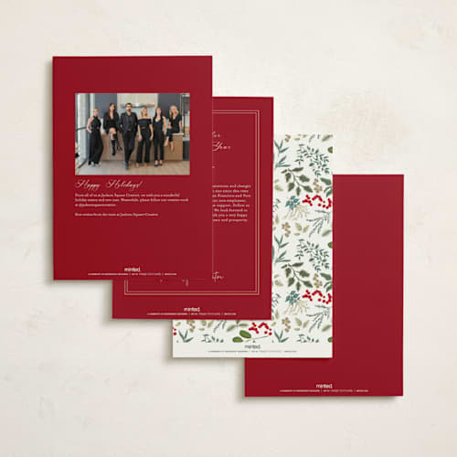 This is a candy cane business holiday cards with foil pressed by Susan Moyal called holiday bow printing on signature in standard