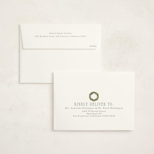 This is a ivory business holiday cards with foil pressed by Petra Kern called open the door printing on signature in standard