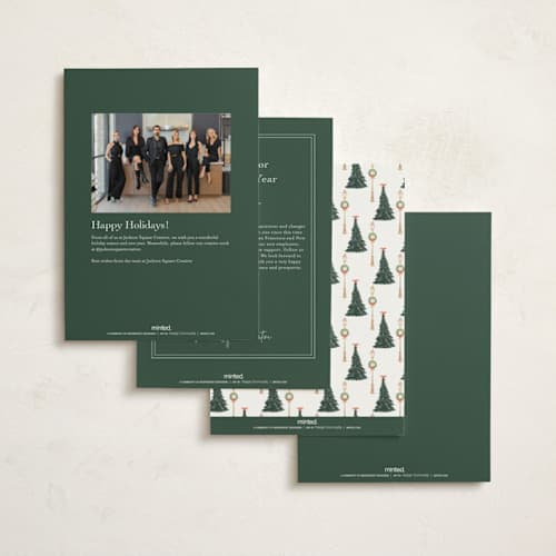 This is a snow business holiday cards with foil pressed by Elly called city printing on signature in standard