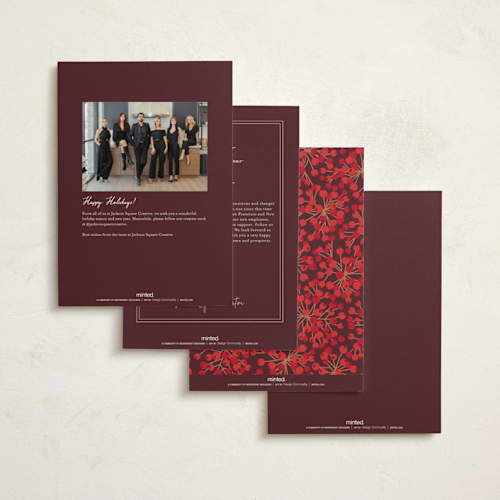 This is a berry business holiday cards with foil pressed by Pippa Shaw called berry burst printing on signature in standard