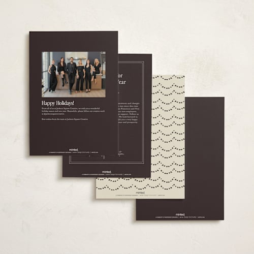 This is a ink business holiday cards with foil pressed by Ani Somi called calligraphic christmas printing on signature in standard
