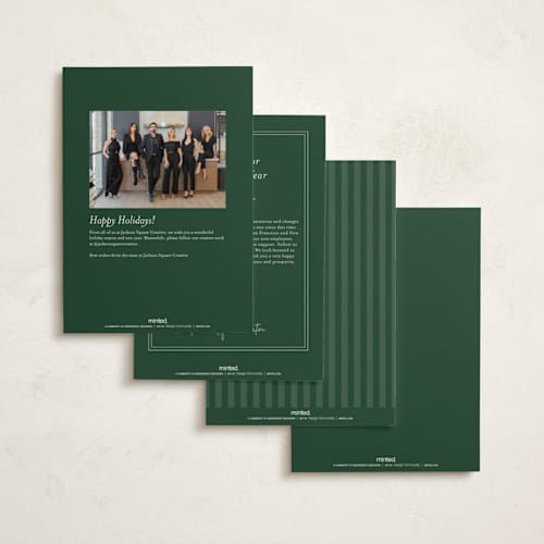 This is a pine business holiday cards with foil pressed by Amy Kross called magnolia printing on signature in standard