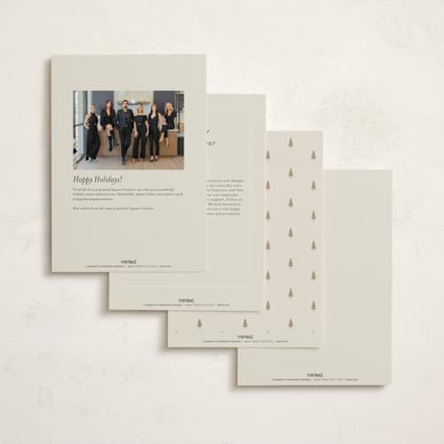 This is a ivory business holiday cards with standard by Carolyn Nicks called joyful trees printing on signature in standard