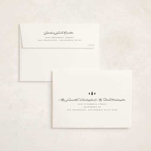 This is a ivory business holiday cards with standard by Carolyn Nicks called joyful trees printing on signature in standard
