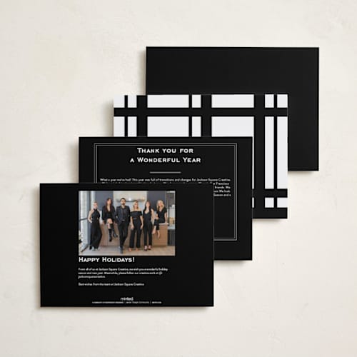 This is a coal business holiday cards with standard by Blustery August called avalon printing on signature in standard