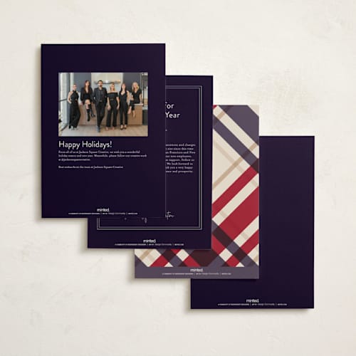 This is a marine business holiday cards with standard by Chris Griffith called plaid suit holiday printing on signature in standard