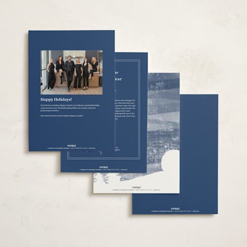 This is a blueberry business holiday cards with standard by Eric Ransom called serene peace printing on signature in standard