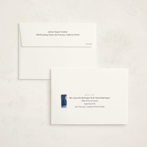 This is a blueberry business holiday cards with standard by Eric Ransom called serene peace printing on signature in standard