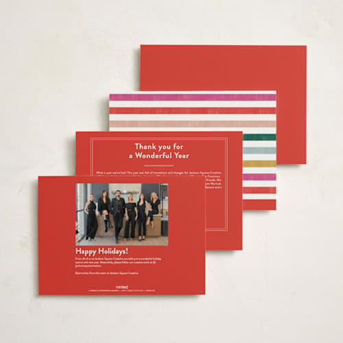 This is a festive business holiday cards with standard by Robert and Stella called bright cheers printing on signature in standard