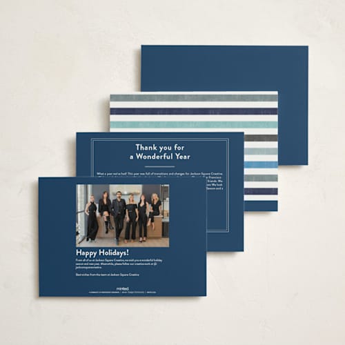 This is a blizzard business holiday cards with standard by Robert and Stella called bright cheers printing on signature in standard