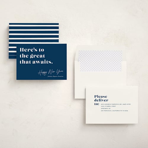 This is a ocean business holiday cards with standard by Bethan called bold type printing on signature in standard