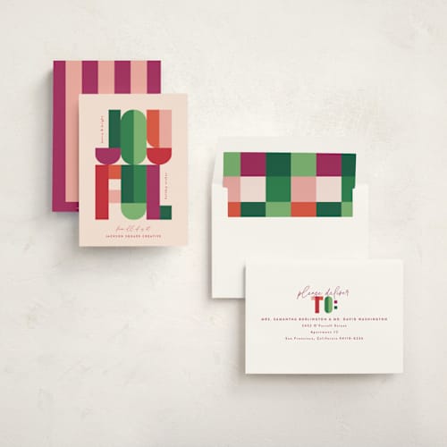 This is a holly berry business holiday cards with standard by Lisa McLean called merry and bright letters printing on signature in standard