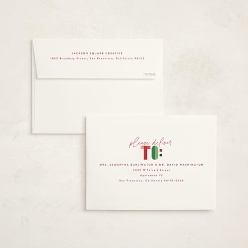 This is a holly berry business holiday cards with standard by Lisa McLean called merry and bright letters printing on signature in standard