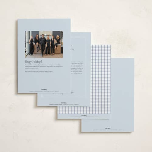 This is a powder business holiday cards with standard by Jenna Holcomb called aspen printing on signature in standard