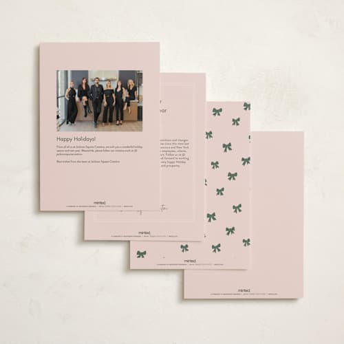 This is a winter rose business holiday cards with standard by Holly Whitcomb called vintage candlelit tree printing on signature in standard