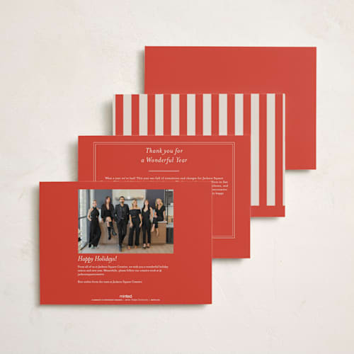 This is a cherry glaze business holiday cards with standard by Morgan Kendall called garland printing on signature in standard