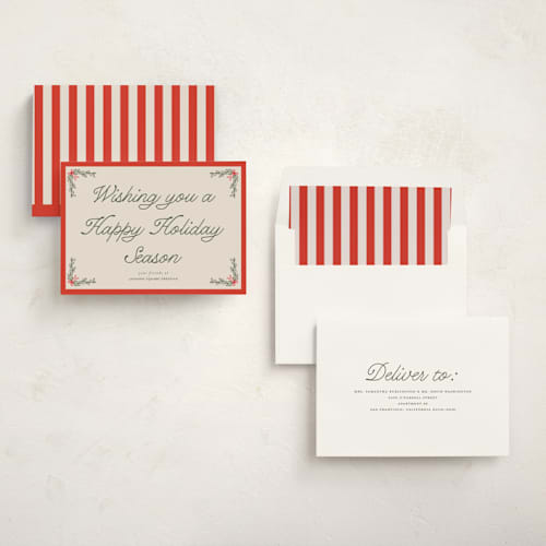 This is a cherry glaze business holiday cards with standard by Morgan Kendall called garland printing on signature in standard