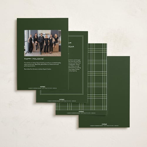 This is a spruce business holiday cards with standard by Owl and Toad called archway printing on recycled smooth signature in standard