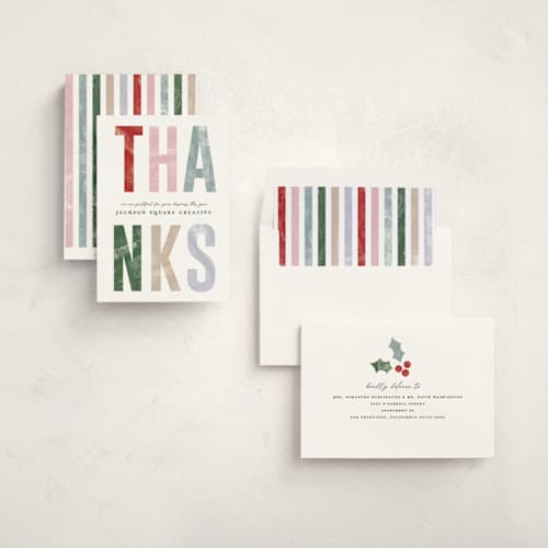 This is a candy dish business holiday cards with standard by Pixel and Hank called big thanks printing on signature in standard