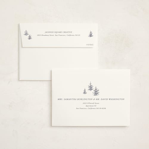 This is a slate business holiday cards with standard by Holly Whitcomb called inkpen cabin printing on signature in standard