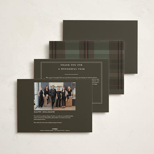 This is a festive business holiday cards with standard by Maja Cunningham called timeless plaid printing on signature in standard
