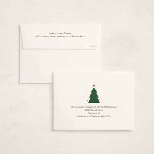 This is a forest business holiday cards with standard by Zove Ahhh called joyfully printing on signature in standard