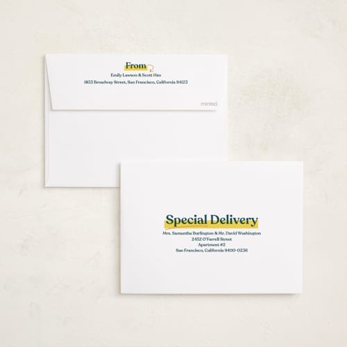 This is a night sky business holiday cards with standard by Owl and Toad called highlighter printing on signature in standard