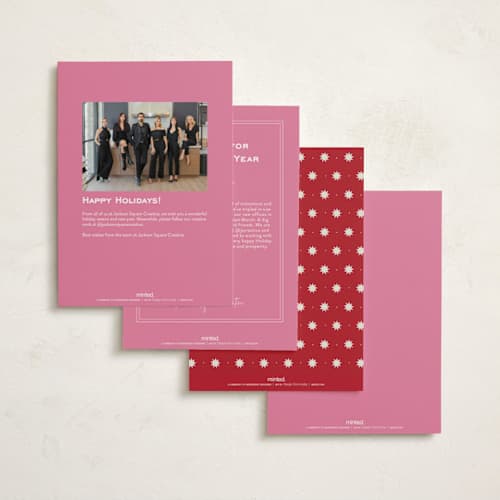 This is a ribbon candy business holiday cards with standard by Wildfield Paper Co called retro printing on signature in standard