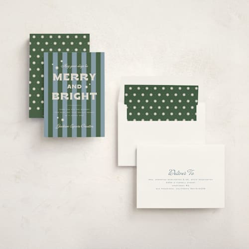 This is a juniper business holiday cards with standard by Wildfield Paper Co called retro printing on signature in standard