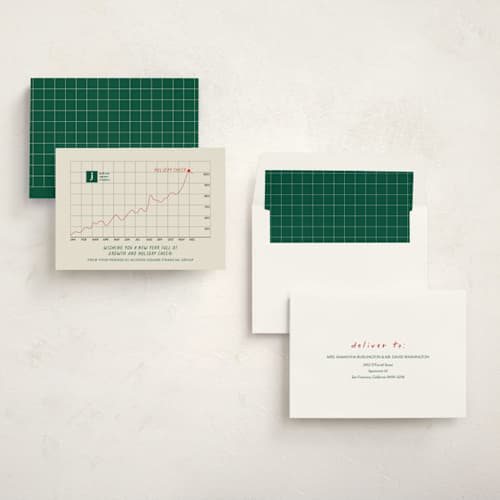 This is a holly business holiday cards with standard by Sarah Hawkins Designs called year of growth printing on signature in standard