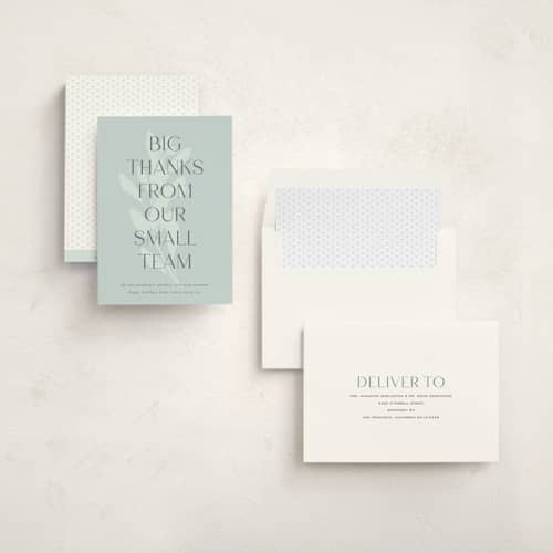 This is a glacier business holiday cards with standard by Sara Hicks Malone called botanical big thanks printing on signature in standard