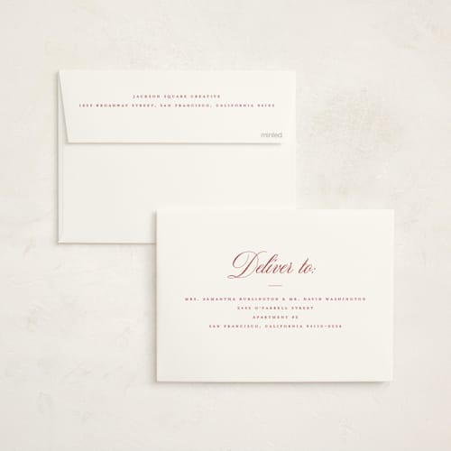 This is a santa suit business holiday cards with standard by Blustery August called milano printing on signature in standard