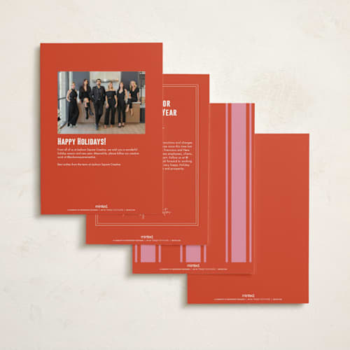 This is a santa business holiday cards with standard by Claudia Orengo called bold and clear printing on signature in standard