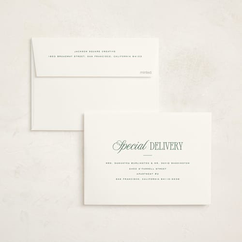 This is a wreath business holiday cards with standard by Blustery August called good tidings printing on signature in standard