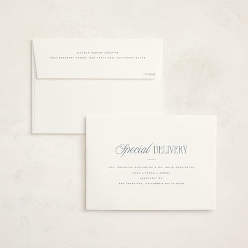 This is a winterberry business holiday cards with standard by Blustery August called good tidings printing on signature in standard