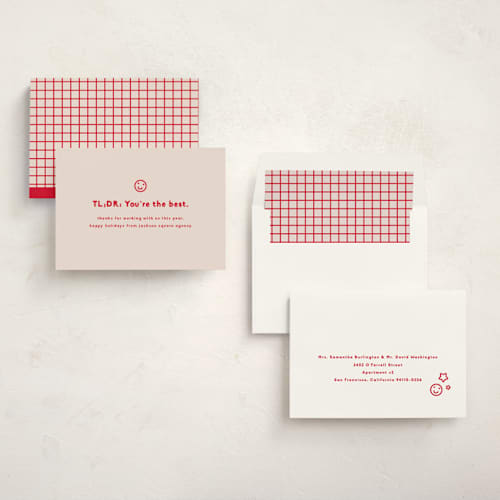 This is a peppermint business holiday cards with standard by Olivia Kanaley Inman called inbox printing on signature in standard