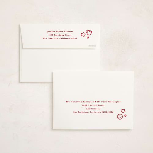 This is a peppermint business holiday cards with standard by Olivia Kanaley Inman called inbox printing on signature in standard