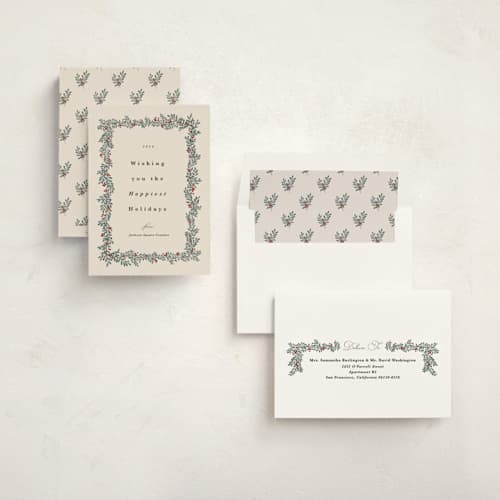 This is a almond business holiday cards with standard by Kate Ahn called canneberge printing on signature in standard