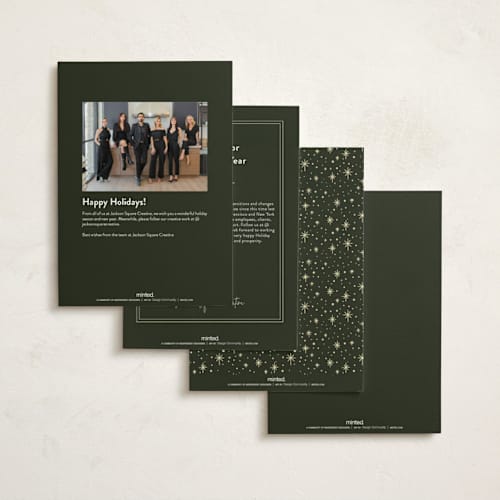 This is a fir business holiday cards with standard by Joanna Griffin called sparkling ornaments printing on signature in standard