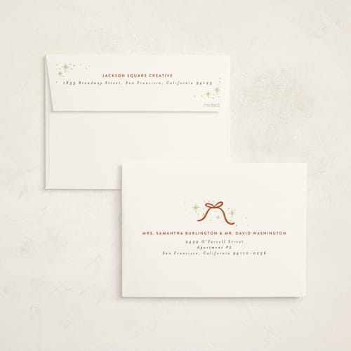 This is a fir business holiday cards with standard by Joanna Griffin called sparkling ornaments printing on signature in standard