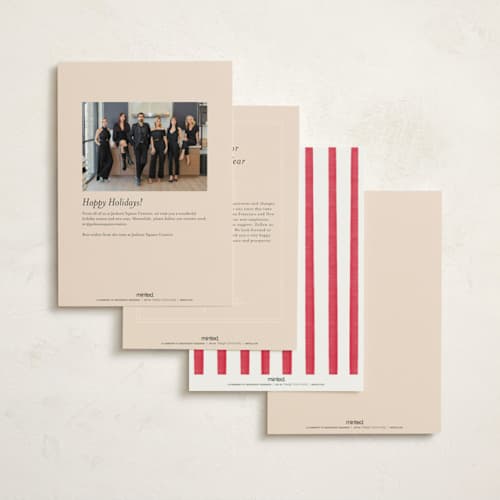 This is a candy cane business holiday cards with standard by Creo Study called vintage joy printing on signature in standard