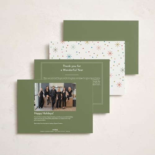This is a confetti business holiday cards with standard by Robert and Stella called cheers to you! printing on signature in standard