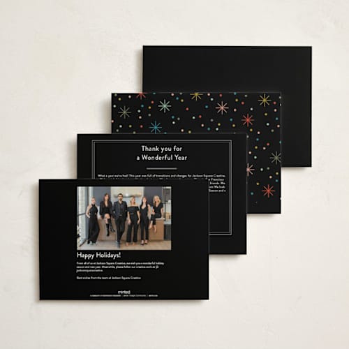 This is a onyx business holiday cards with standard by Robert and Stella called cheers to you! printing on signature in standard